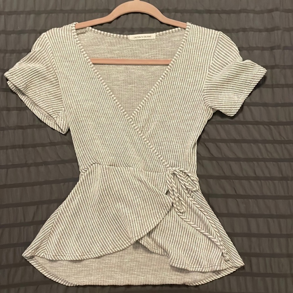 Grey and white womens shirt